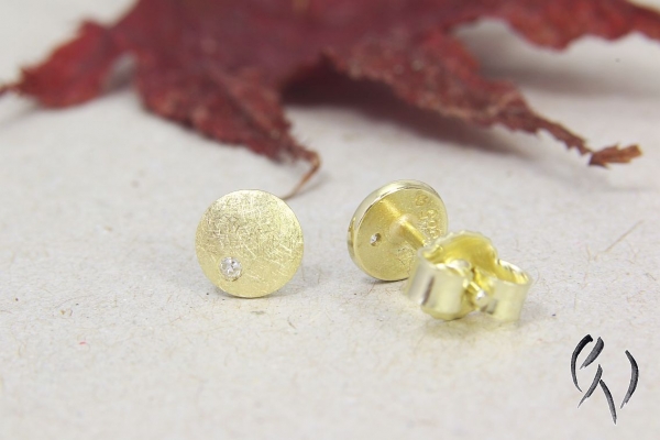 Funkelnde Mini-Sonne, Gold 585/-, mattgekratzt