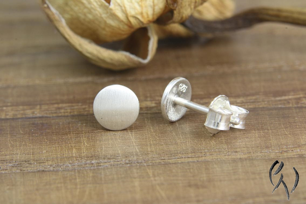 Ohrstecker Bedrye, Silber 925/-, Mini-Vollmond, strichmatt