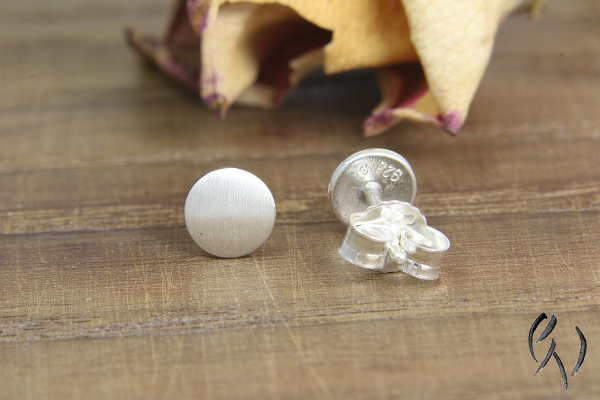 Ohrstecker Bedrye, Silber 925/-, Mini-Vollmond, strichmatt