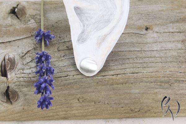 Ohrstecker Silber 925/-, Vollmond 9,5 mm, strichmatt