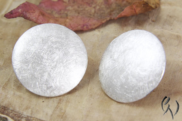 Ohrstecker Silber 925/-, großer Vollmond, mattgekratzt