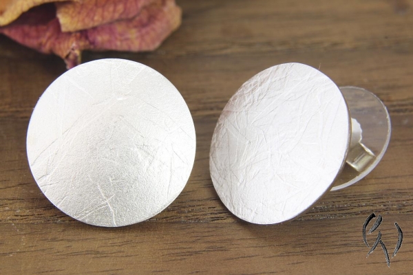 Ohrstecker Silber 925/-, großer Vollmond, papierstrukturiert