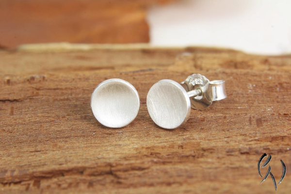 Ohrstecker Kamal, Silber 925/-, konkaver Vollmond, strichmatt