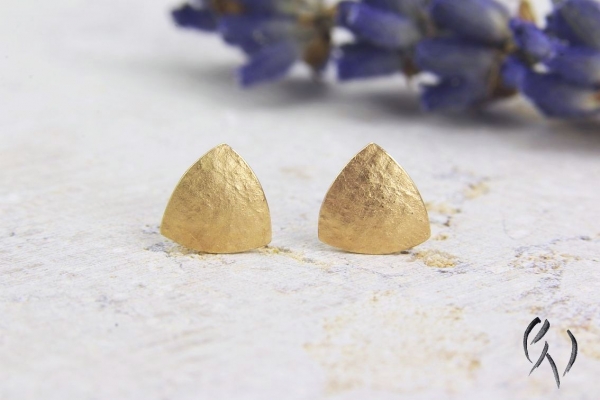 Minidreieck leinenstrukturiert, Roségold 585/-