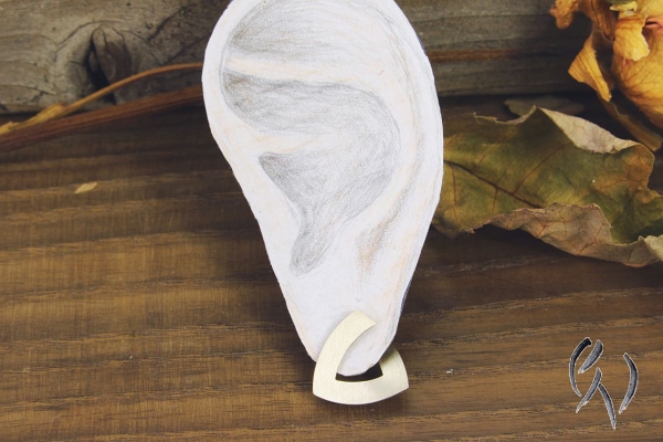 Ohrstecker Silber 925/-, Triangel, 15 mm, strichmatt