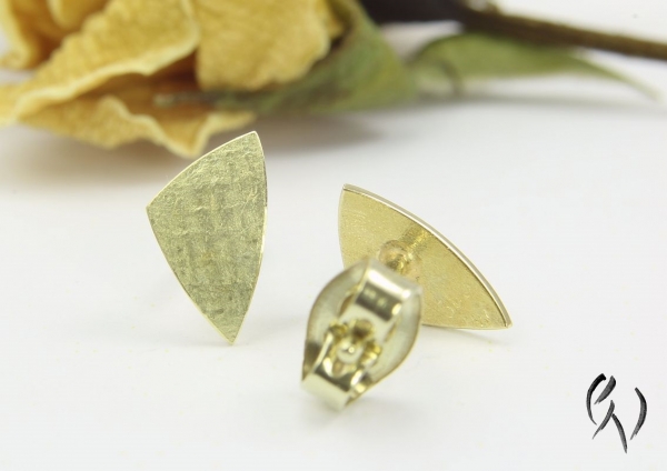 Ohrstecker Selas, Gold 585/-, leinenstrukturiert