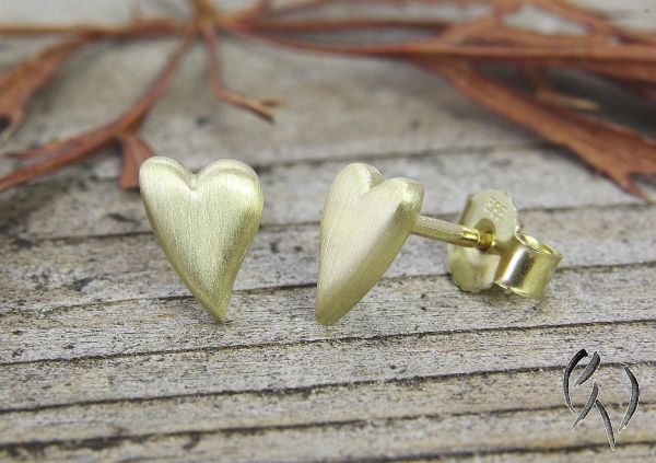 Ohrstecker Herz , Gold 585/- strichmatt
