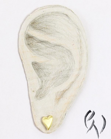 Ohrstecker Herz , Gold 585/- strichmatt
