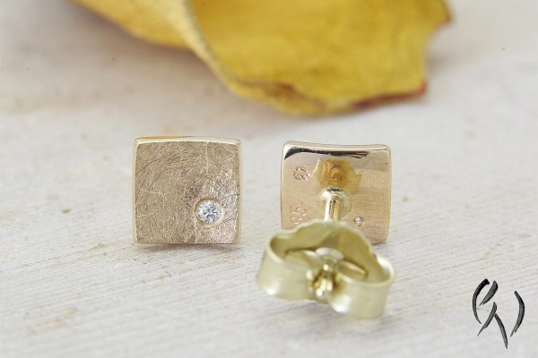 Ohrstecker Nathia, Roségold 585/- mit Brillant, mattgekratzt, 6 x 6 mm