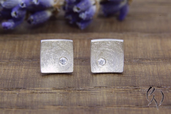 Ohrstecker SIlber, konkaves Quadrat