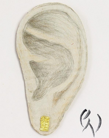 Ohrstecker Gold 750/-, Kleine zerknitterte Rechtecke