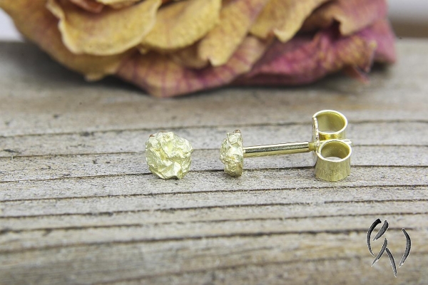 Ohrstecker Zerknitterte Winzlinge, Gold 585/-