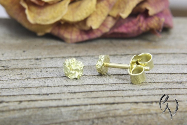 Ohrstecker Zerknitterte Winzlinge, Gold 585/-
