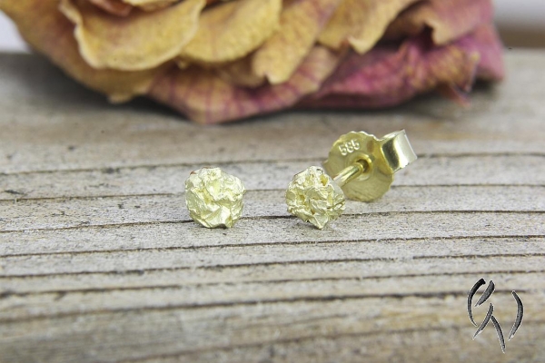 Ohrstecker Zerknitterte Winzlinge, Gold 585/-