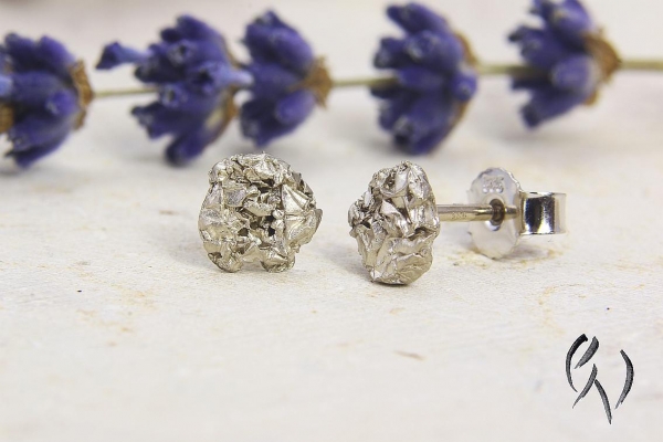 Ohrstecker Zerknitterte Scheiben 6,5 mm, Weissgold 585/-