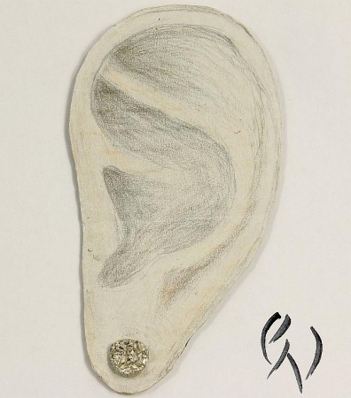 Ohrstecker Zerknitterte Scheiben 6,5 mm, Weissgold 585/-