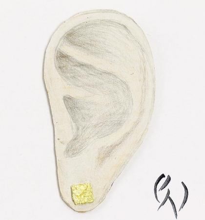 Ohrstecker Platin 950/-, Kleine zerknitterte Quadrate, 6,5 mm