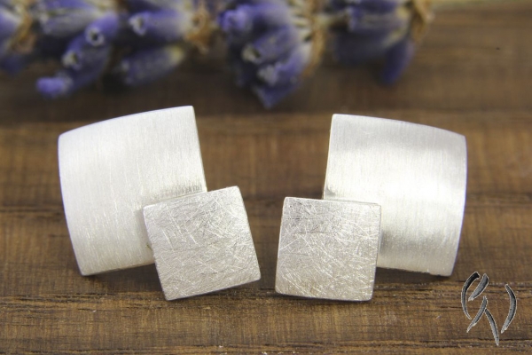 Ohrstecker Silber, Doppelquadrat