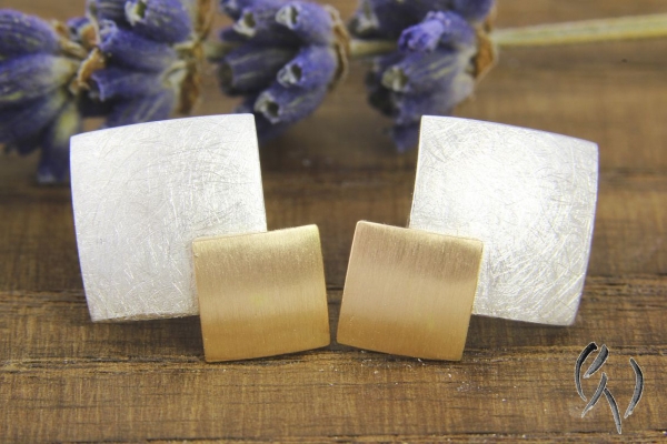 Ohrstecker Silber, Doppelquadrat