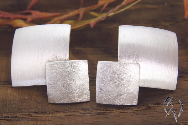 Ohrstecker Silber, Doppelquadrat