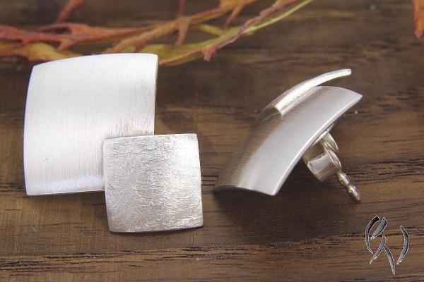Ohrstecker großes Doppelquadrat, Silber 925/-