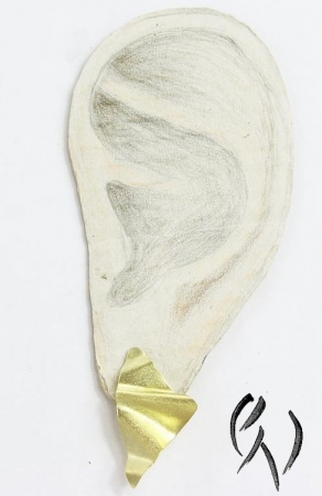 Geknitterte Ohrstecker Gold 585/-, Dreieck