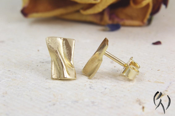 Ohrstecker Värmdö,Gold 750/-, kleines Rechteck, ca 10 x 6 mm