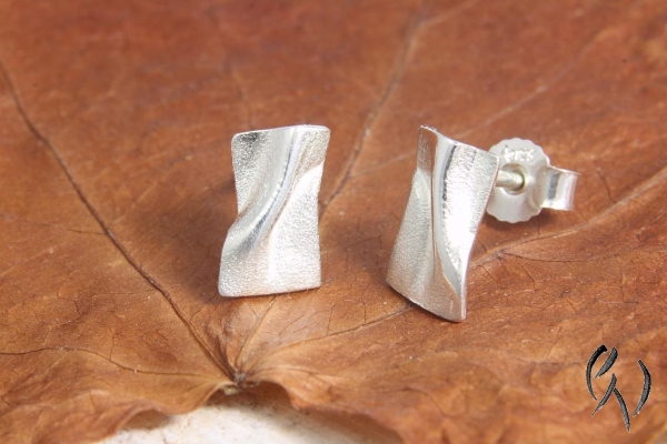 Ohrstecker Värmdö, Silber 925/-, kleines Rechteck, ca 10 x 6 mm