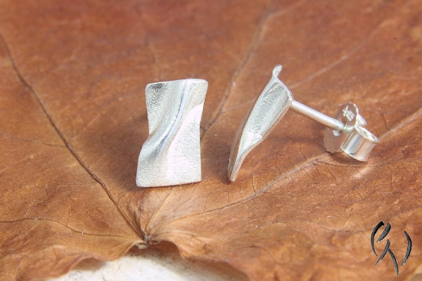 Ohrstecker Värmdö, Silber 925/-, kleines Rechteck, ca 10 x 6 mm