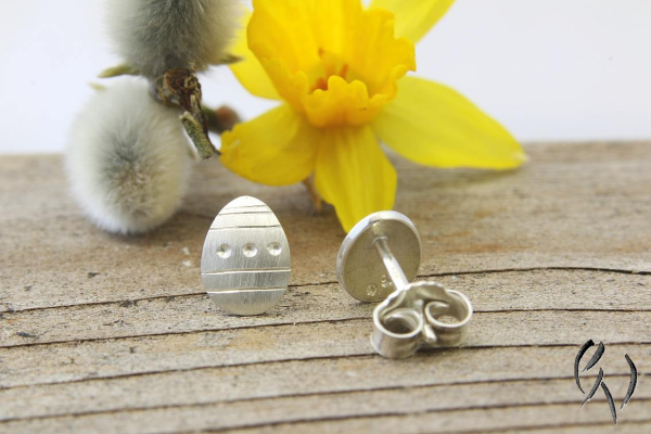 Ohrstecker kleines Osterei, Silber 925/-
