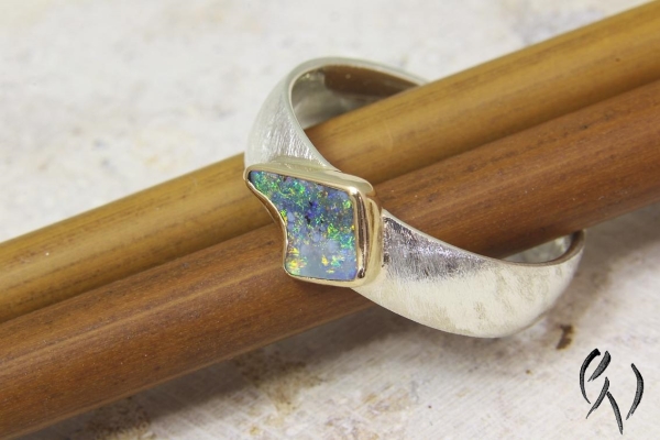 Ring Mabou, Silber 925/- mit unregelmäßigem Opal