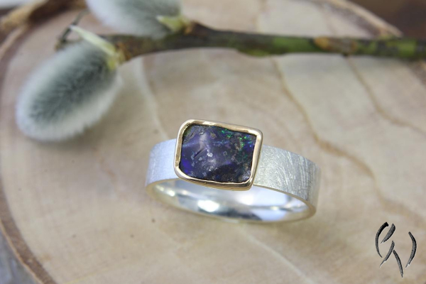 Ring Mabou, Silber 925/- mit rechteckigem Opal