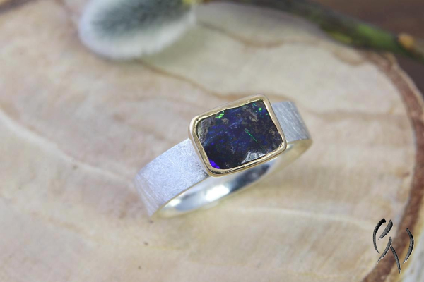 Ring Mabou, Silber 925/- mit rechteckigem Opal