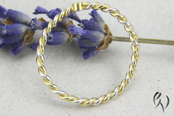 Ring Nashua, Gold 585/- und SIlber 925/- mit Brillant, Kordelring