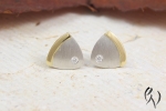 Ohrstecker "Wild(t)e Dreiecke, Platin 950/-, strichmatt , 7,5 mm