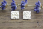 Ohrstecker Silber 925/-, Kleine zerknitterte Quadrate, 6,5 mm