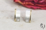 Ohrstecker Abyan, Platin 950/- mit Brillant und Goldverzierung